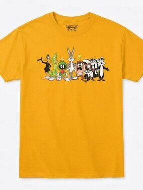 Looney Tunes Yellow Graphic Tee Size M Vintage Style Shirt